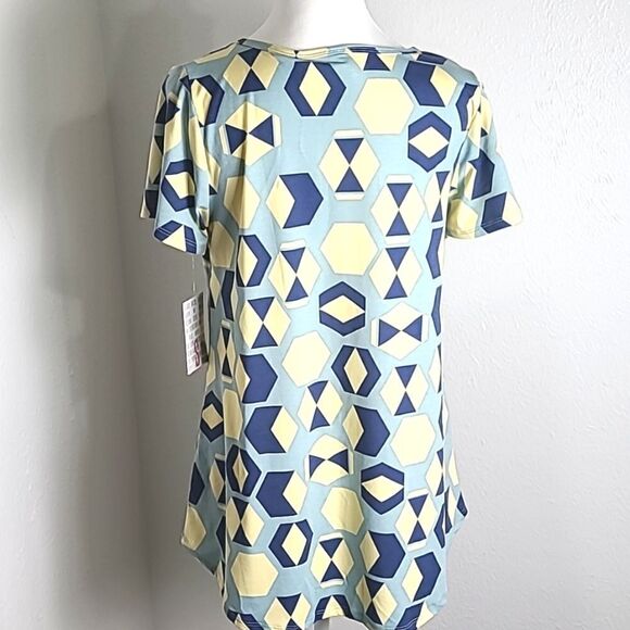 LuLaRoe Green, Yellow, & Blue T-Shirt with Geometric Designs, Size Small, NWT - Picture 7 of 9